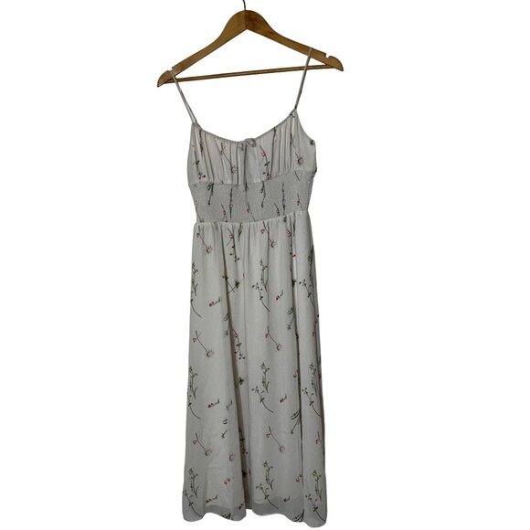 WILFRED Aritzia  Genoa White Floral Maxi Spaghetti Strap Midi  Dress  M Medium - Picture 4 of 11